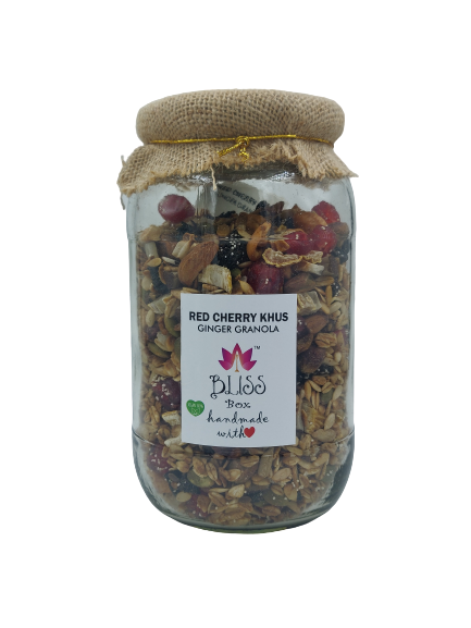 Granola | Red Cherry Khus Ginger Granola – Vegan, Gluten Fee & High In Antioxidants - Bliss Box Foods – 500gm