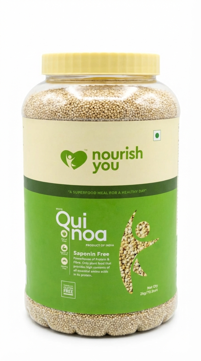Quinoa Seed | Regular White Quinoa Seeds - Saponin Free-Gluten Free-Healthy Diet, Source Of Protein- Nourish You - 2000gm