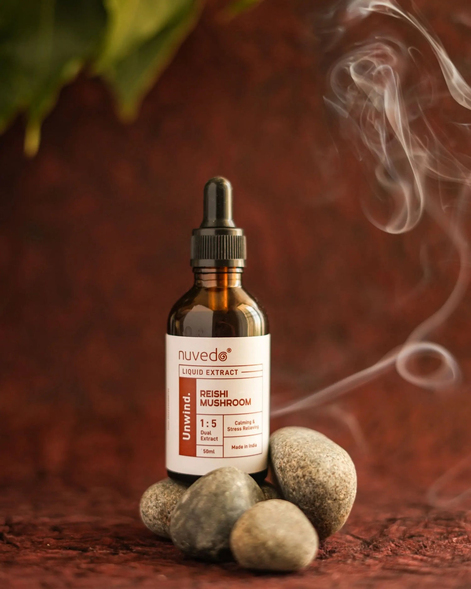 Liquid Extract | Reishi Mushroom Liquid Extract - Stress Relieving & Calming - Unwind - 1:5 Dual Extract – Vegan, Gluten Free, Caffeine Free, Sugar Free & Non GMO – nuvedo – (25 Servings) – 50ml