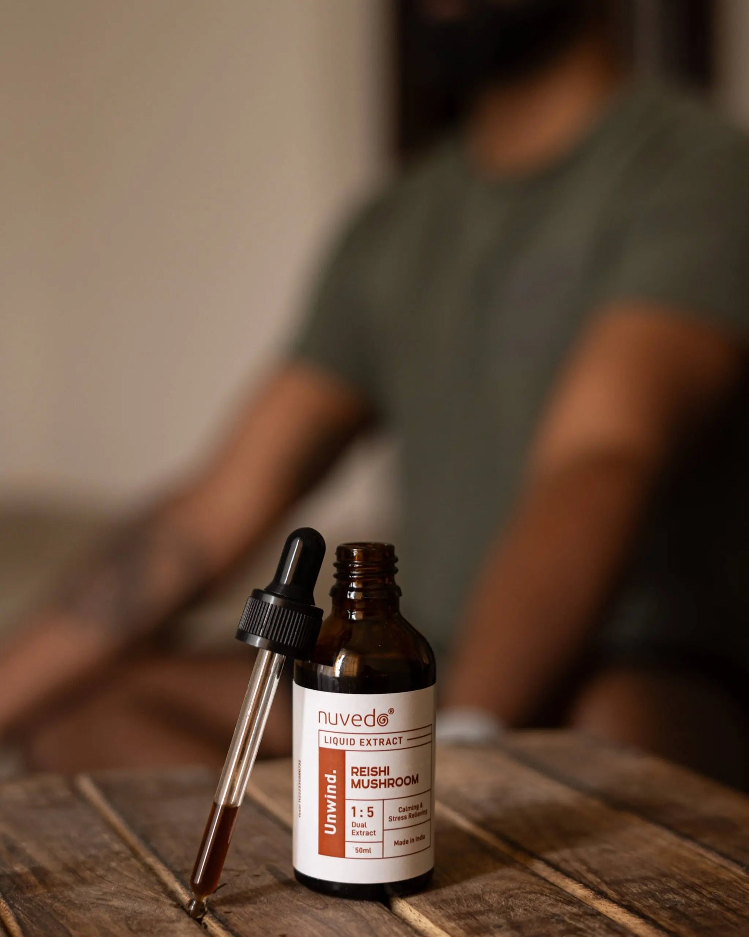 Liquid Extract | Reishi Mushroom Liquid Extract - Stress Relieving & Calming - Unwind - 1:5 Dual Extract – Vegan, Gluten Free, Caffeine Free, Sugar Free & Non GMO – nuvedo – (25 Servings) – 50ml