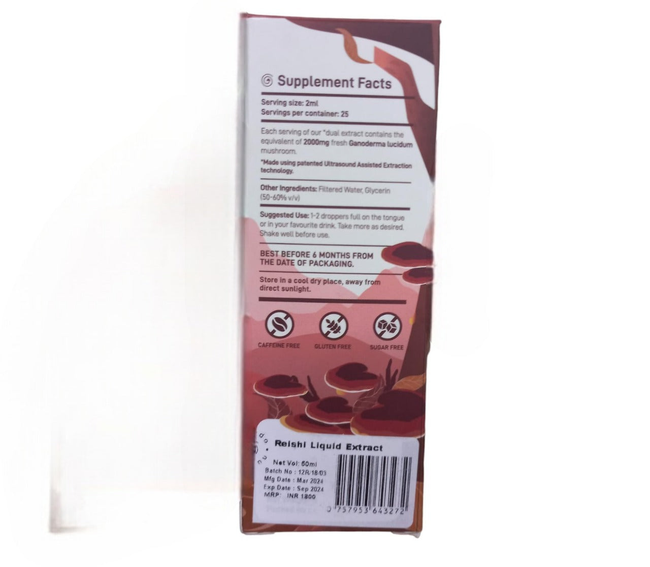 Liquid Extract | Reishi Mushroom Liquid Extract - Stress Relieving & Calming - Unwind - 1:5 Dual Extract – Vegan, Gluten Free, Caffeine Free, Sugar Free & Non GMO – nuvedo – (25 Servings) – 50ml