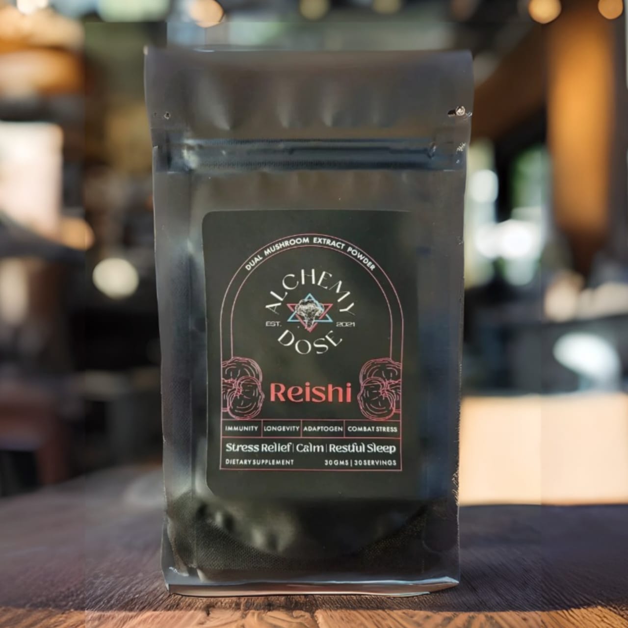 Reishi Powder | Stress Relief, Calm & Restful Sleep – Vegan, Gluten Free, Dairy Free, Cholesterol Free, Soy Free & Peanut Free  – Alchemy Dose – (15 Serving) – 15gm