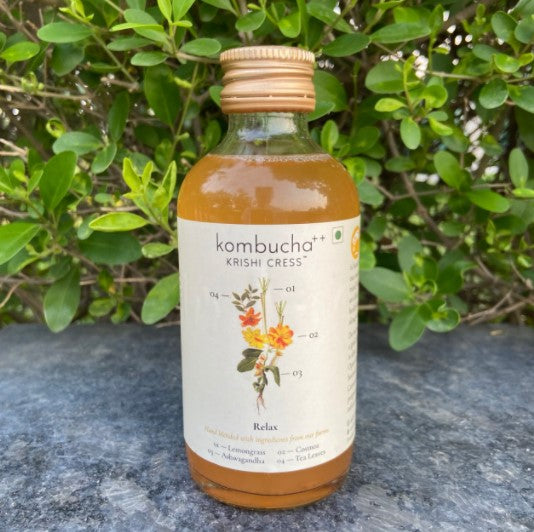 Relax Kombucha - Lemongrass, Cosmos And Ashwagandha – Krishi Cress – 200ml