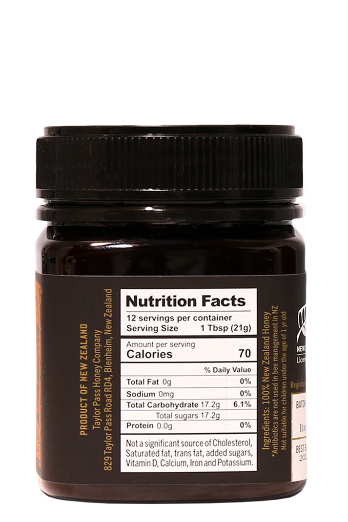 Honey | New Zealand Reserve Manuka Honey - UMF 5+ MG0 83+ - Antibiotic Free - Taylor Pass Honey - 250gm