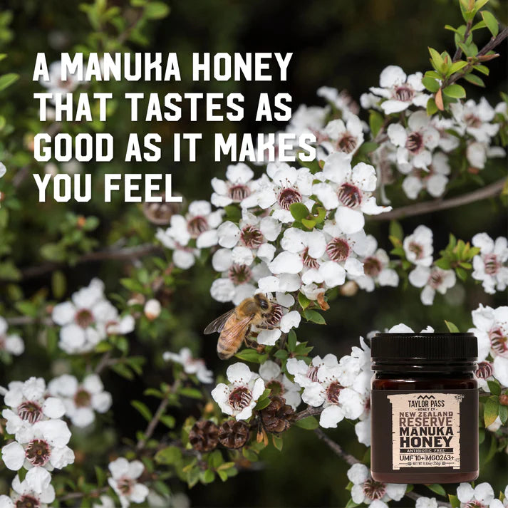 Honey | New Zealand Reserve Manuka Honey UMF 10+ MGO 263+ - Antibiotic Free - Taylor Pass Honey - 250gm