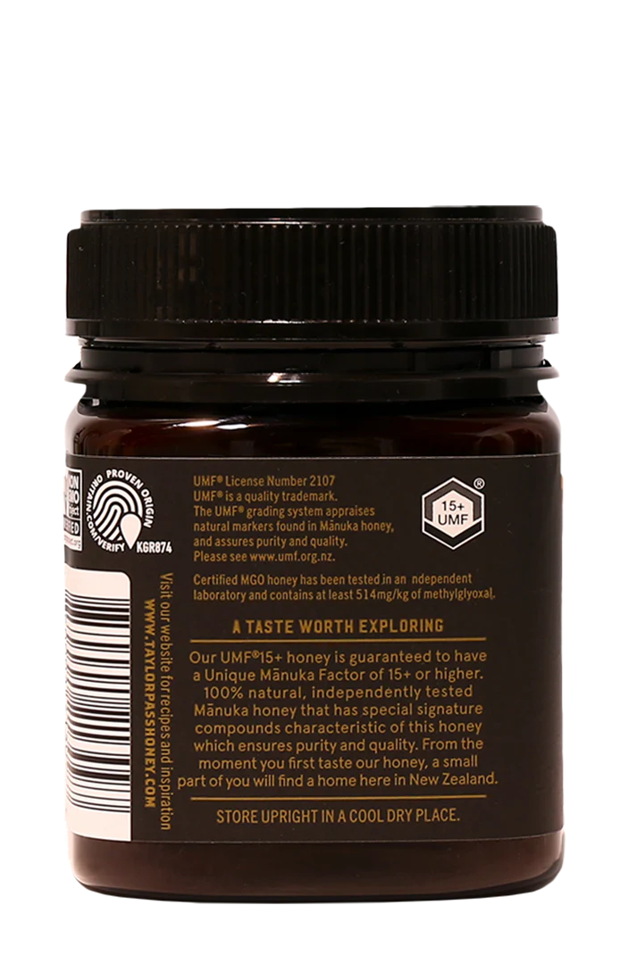 Honey | New Zealand Reserve Manuka Honey - UMF 15+ MG0 514+ - Antibiotic Free - Taylor Pass Honey - 500gm