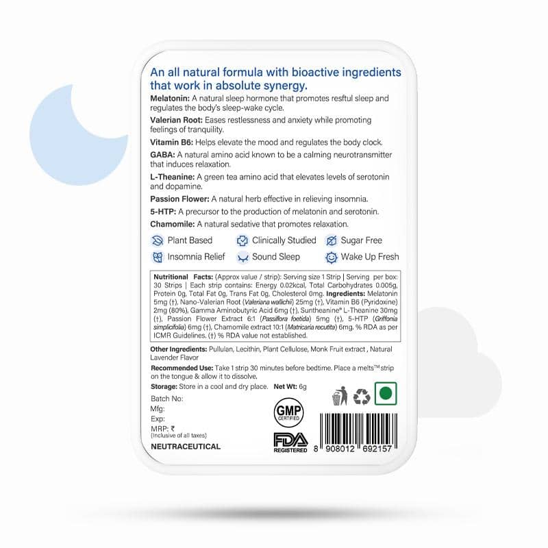 Restful Sleep – Melatonin 10mg - Sugar Free & Drug Free - Wellbeing Nutrition – 30 Strips