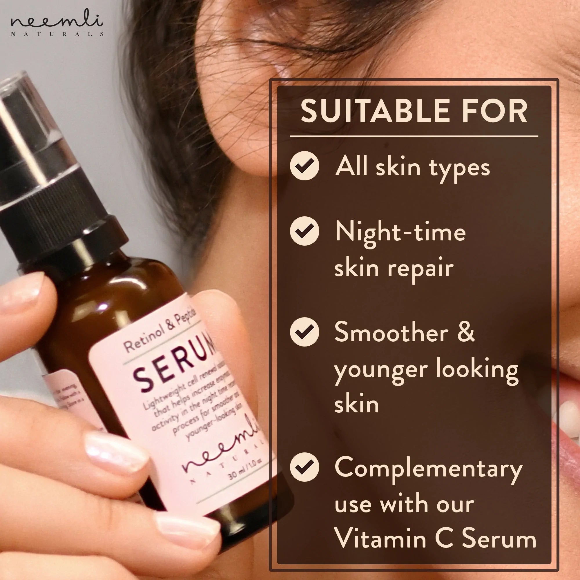 Retinol & Peptide Serum - Natural - Indian - Neemli Naturals – 30ml