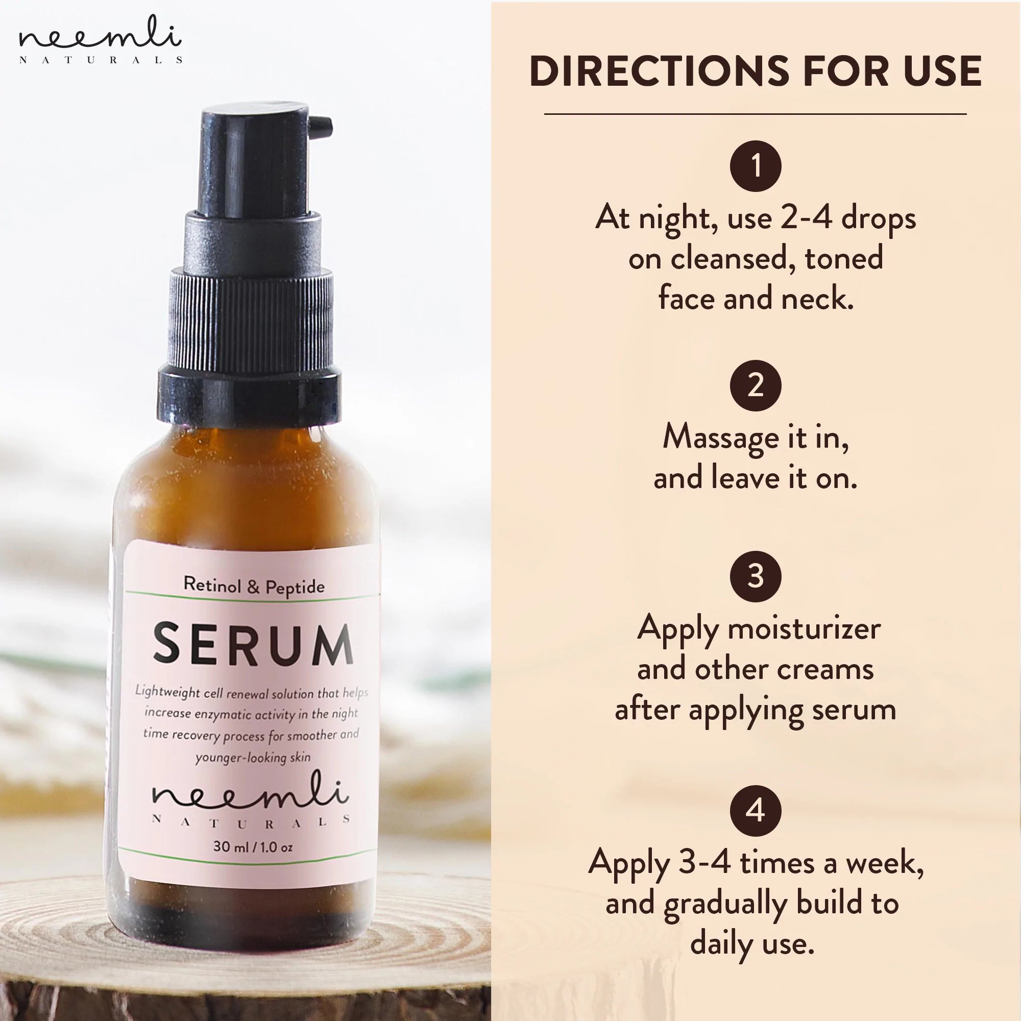 Retinol & Peptide Serum - Natural - Indian - Neemli Naturals – 30ml