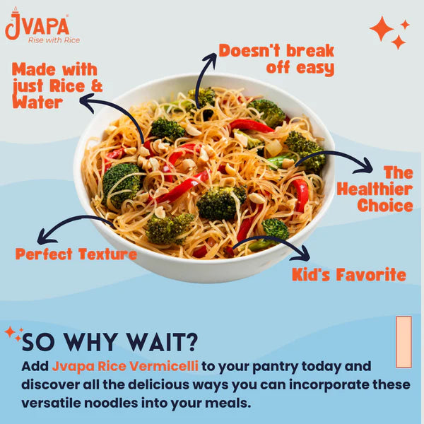 Vermicelli | Rice Vermicelli - Gluten Free, Fat Free & Cholesterol Free - Jvapa - 250gm