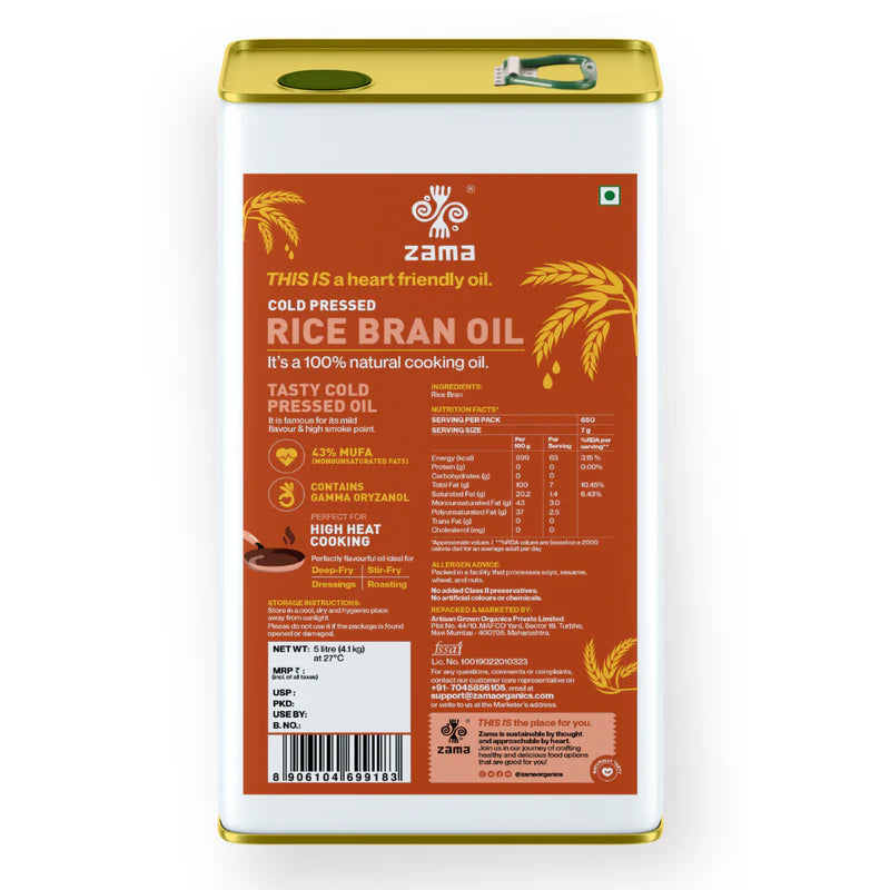 Rice Bran Oil | Cold Pressed – Zama Organics – 1000ml