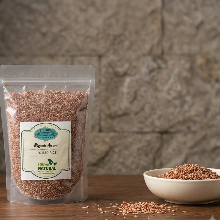 Rice | Red - Straight From The Brahmaputra Valley Farms (Bao) - The Medicinal Rice From Assam - USDA Organic - BOR-NOI ORGANICS - 1000gm