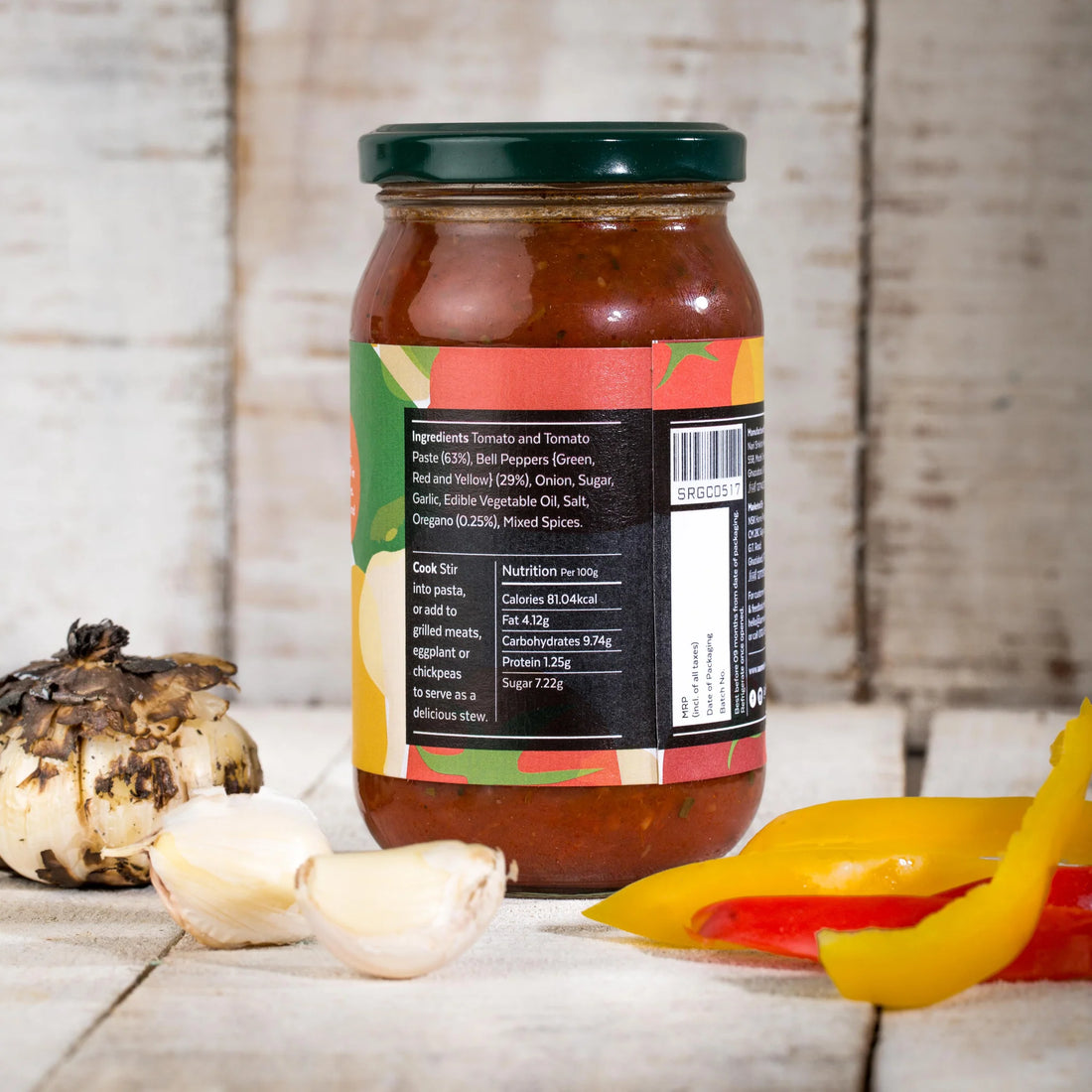 Roasted Garlic & Bell Pepper Sauce - Handmade - No Added Preservatives - Aamra - 365gm
