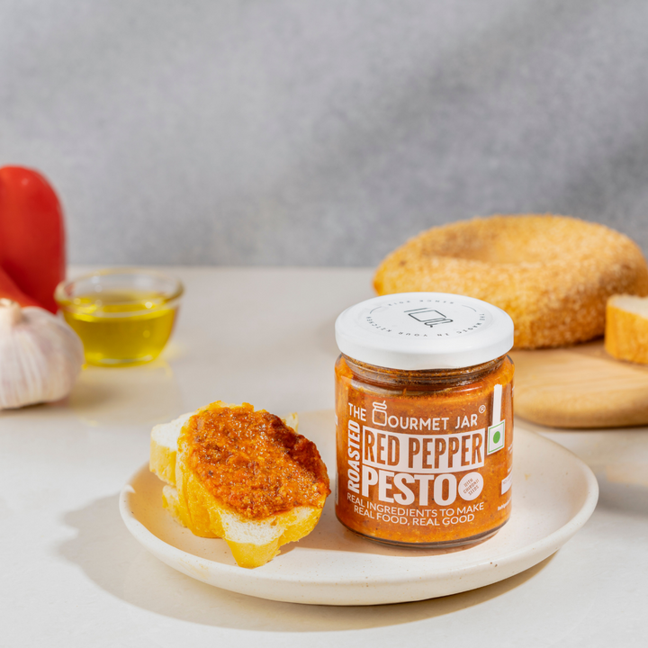 Roasted Red Pepper Pesto - Vegan, Gluten Free, Sugar Free & Nut Free - The Gourmet Jar - 190gm