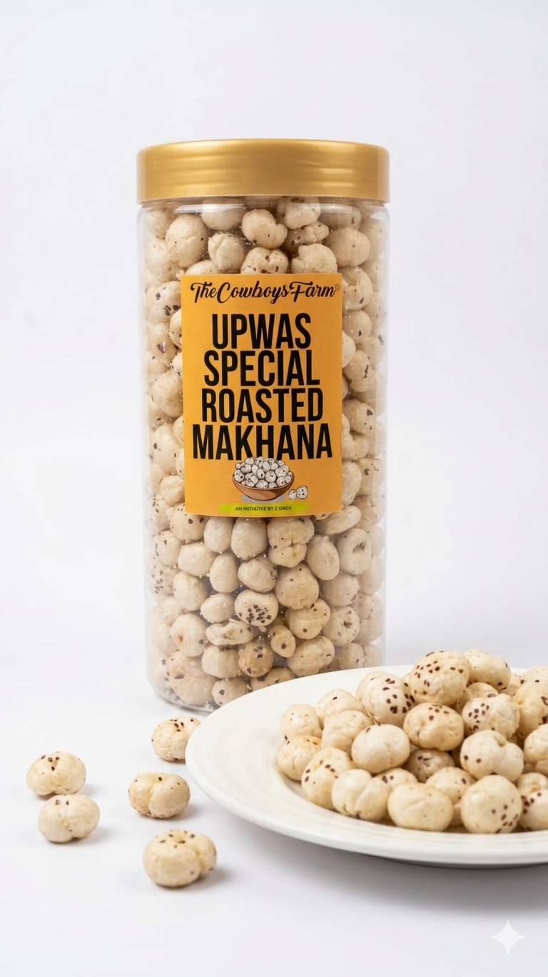 Roasted Makhana - Upwas (Fasting) Special Snacks - Navratri Special Snacks - No Onion, No Garlic-No Palm Oil, No Msg & Preservatives Free – The Cow Boys Farm - 135gm