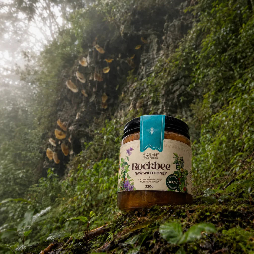 Honey | Organic Wild Forest Honey (Wild Flower) - Rock Bee Honey - Nagaland - 100% Pure & Natural - Galho - 320gm