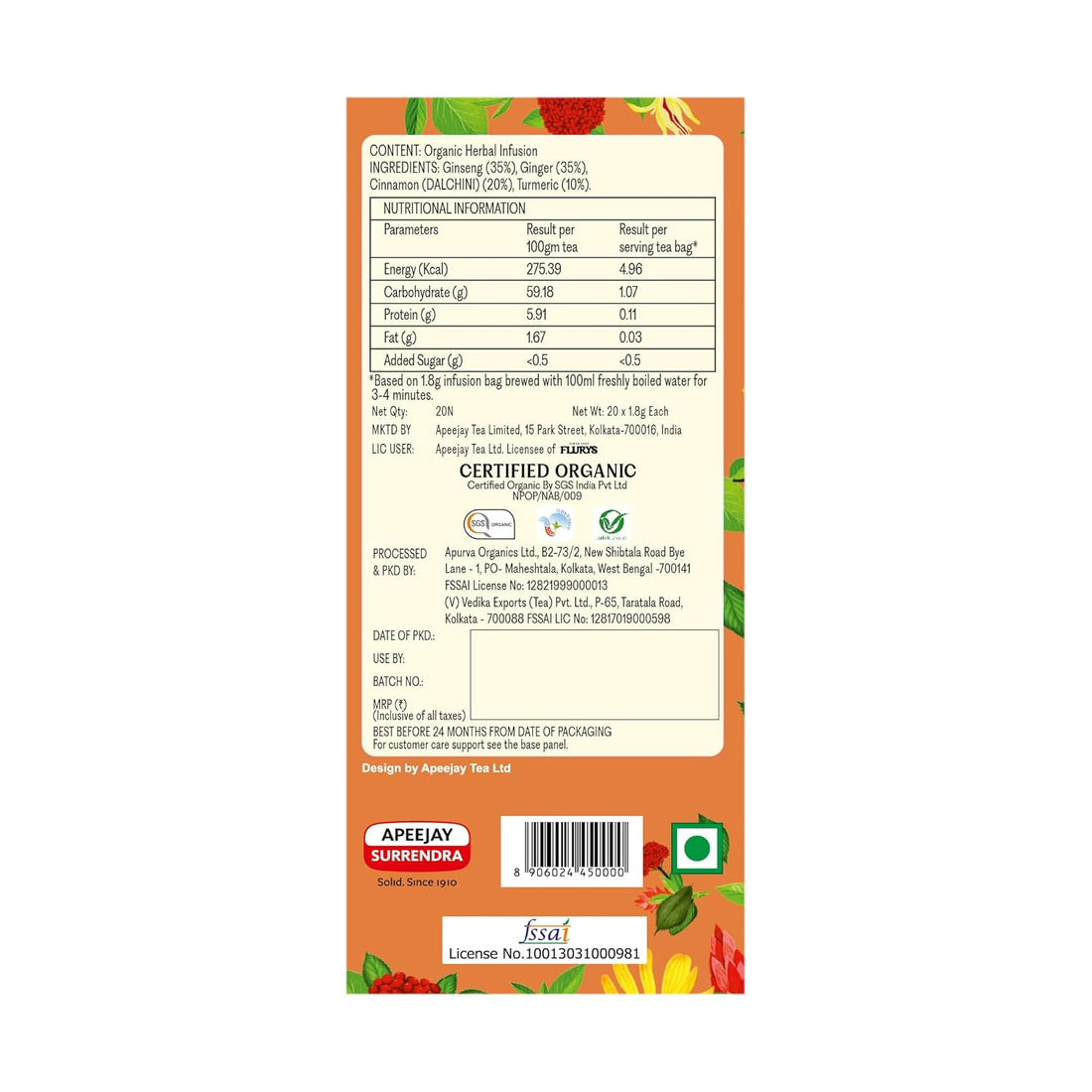 Root Remedy Tea Bag - Flurys - 20 Tea Bags