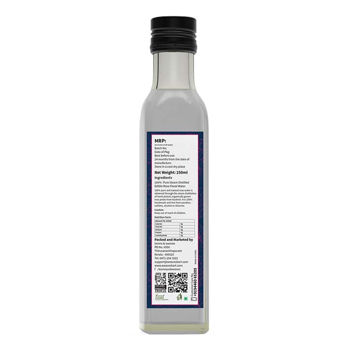 Rose Water | (Gulab Jal) - Pure & Natural – No Chemical, No Preservatives & No Additives - Looms And Weaves – 250ml
