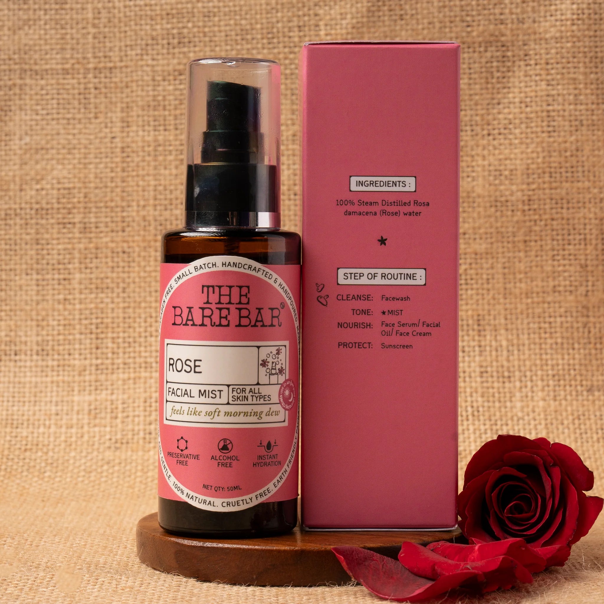 Facial Mist | Rose - All Type Of Skin - The Bare Bar – 100ml