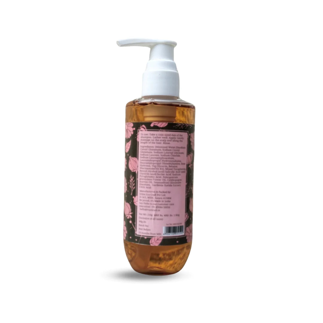Shampoo | Rose Germanium – For Dry To Normal Hair Type – Organic – Vegan, Paraben Free, Sulphate Free & Silicone Free – Rustic Art – 210gm