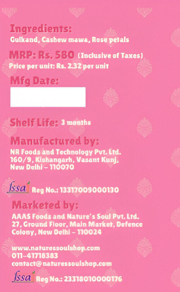 Ladoo | Rose Ladoo – Organic Ingredients – Vegan, Gluten Free, No Flavour Enhancer, No Emulsifiers And Stabilisers & Refined Sugar Free – Nature’s Soul – 250gm