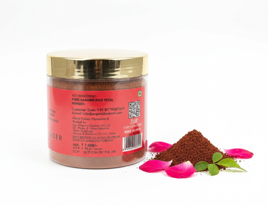 Rose Petal Powder- Organically Grown - Perfection color, Taste & Fragrance -Organic Kashmir - 40gm