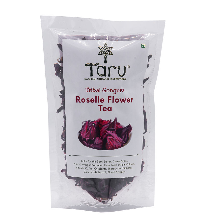 Roselle Flower Tea (Tribal Gangura) - Natural - Indian - Rich In Calcium, Vitamin C, Anti Oxidants, Weight Balancer, Liver Tonic, Stress Buster & Thearpy Of Diabetes Taru - Naturals - 30gm