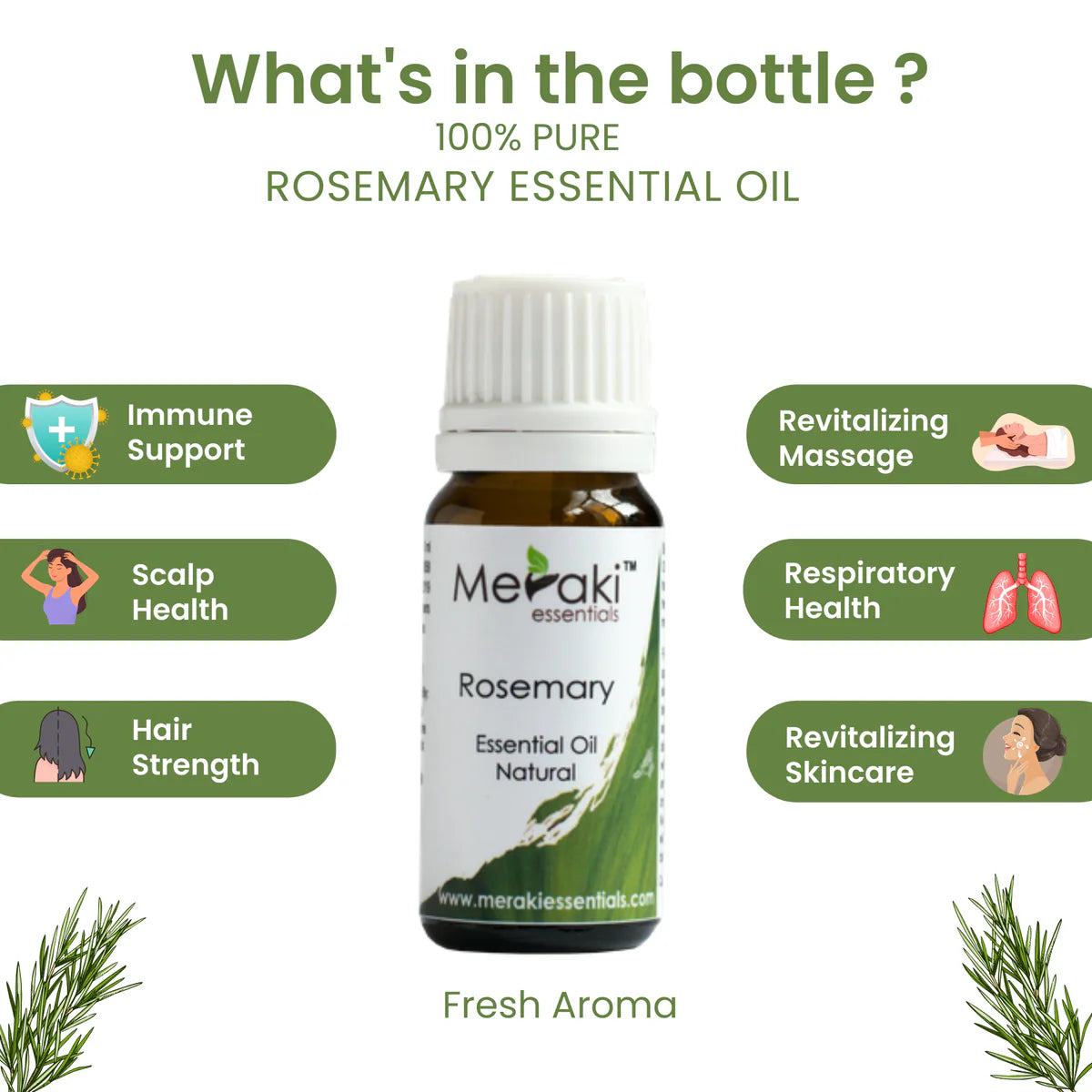 Rosemary Oil (Rosmarinus Officinalis) - Natural - Indian - Meraki Essentials - 10ml
