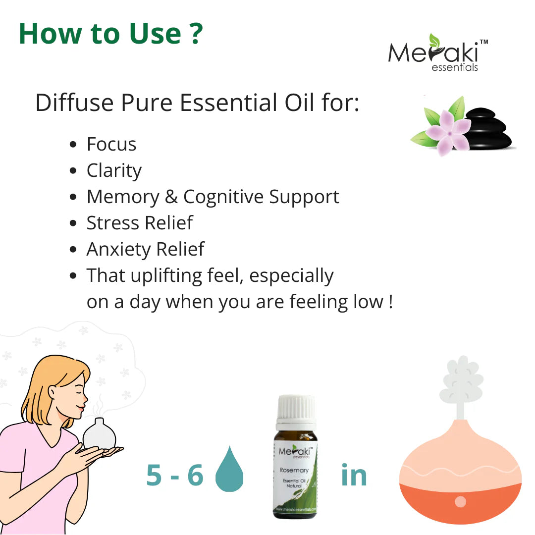 Rosemary Oil (Rosmarinus Officinalis) - Natural - Indian - Meraki Essentials - 10ml