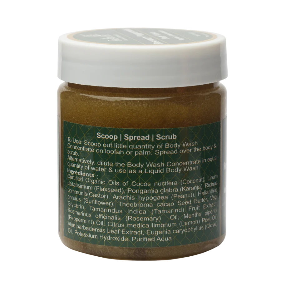 Body Wash | Rosemary Peppermint (Concentrate) - Oily to Normal Skin - Organic – Vegan, No Added Preservatives & Sulphate Free – Rustic Art – 200gm