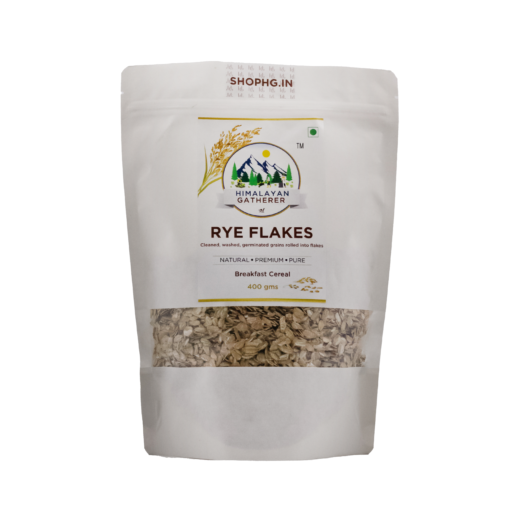 Rye Flakes | Cleaned, Washed, Germinated Grains Rolled Into Flakes - Natural - No Added Preservatives & No Added Chemical - Himalayan Gatherer - 400gm