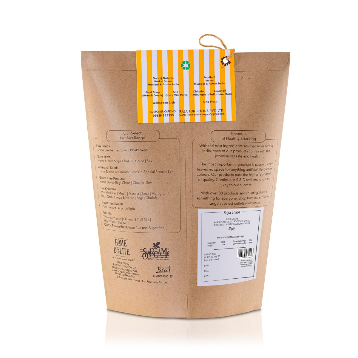 Bajra Snaps | High In Protein, Cholesterol Free, No Added Preservatives & No Trans Fat – Home Delite – 250gm