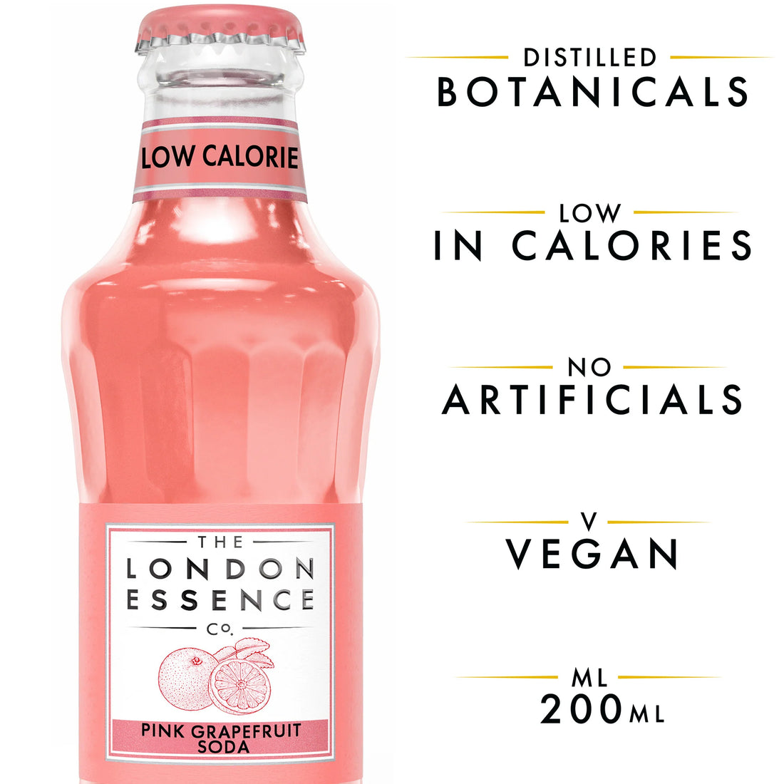 Soda | Pink & Grapefruit - Vegan, Low In Calorie, No Artificial Sweeteners - The London Essence - 200ml