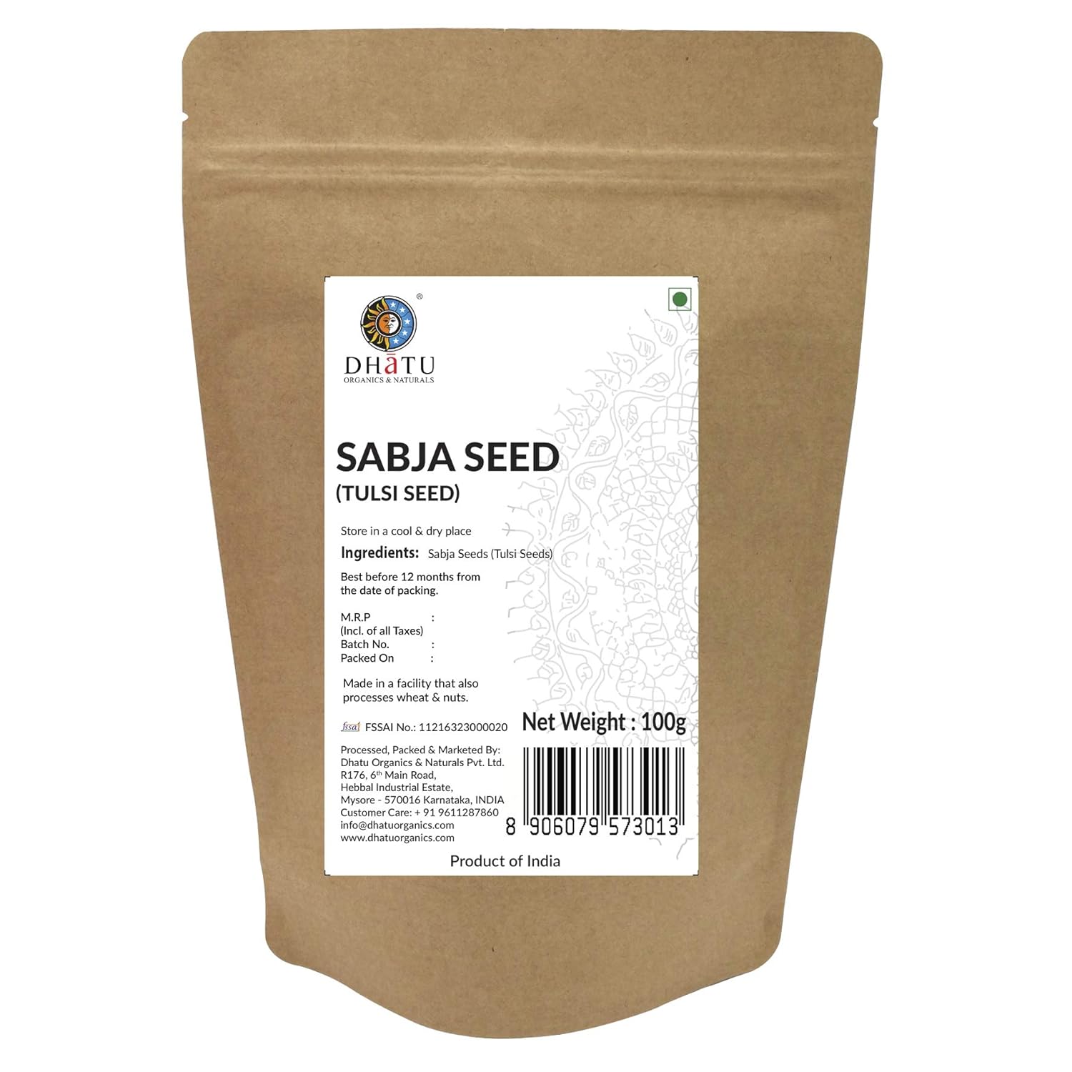 Sabja Seeds | Sweet Basil Seeds - Dhatu Organic - 100gm