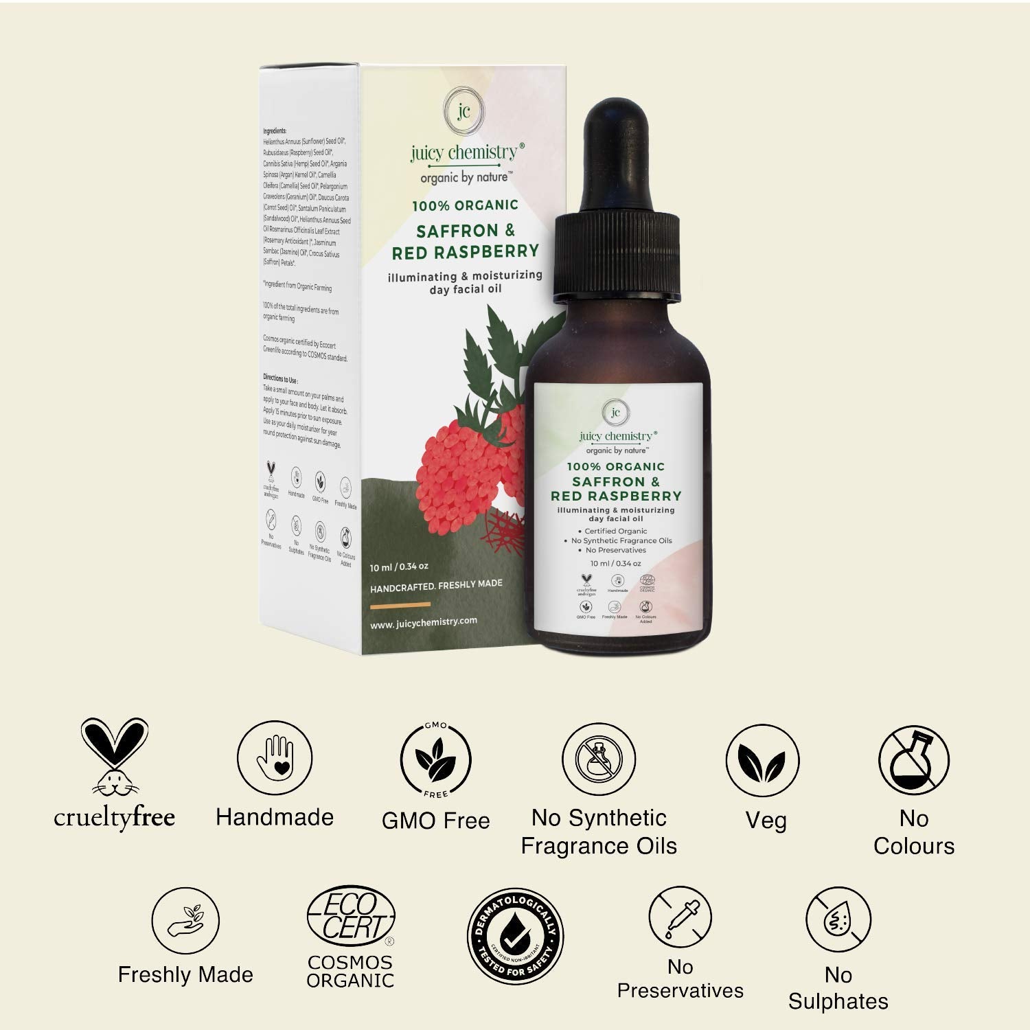 Saffron & Red Raspberry Facial Oil – Juicy Chemistry – 30ml