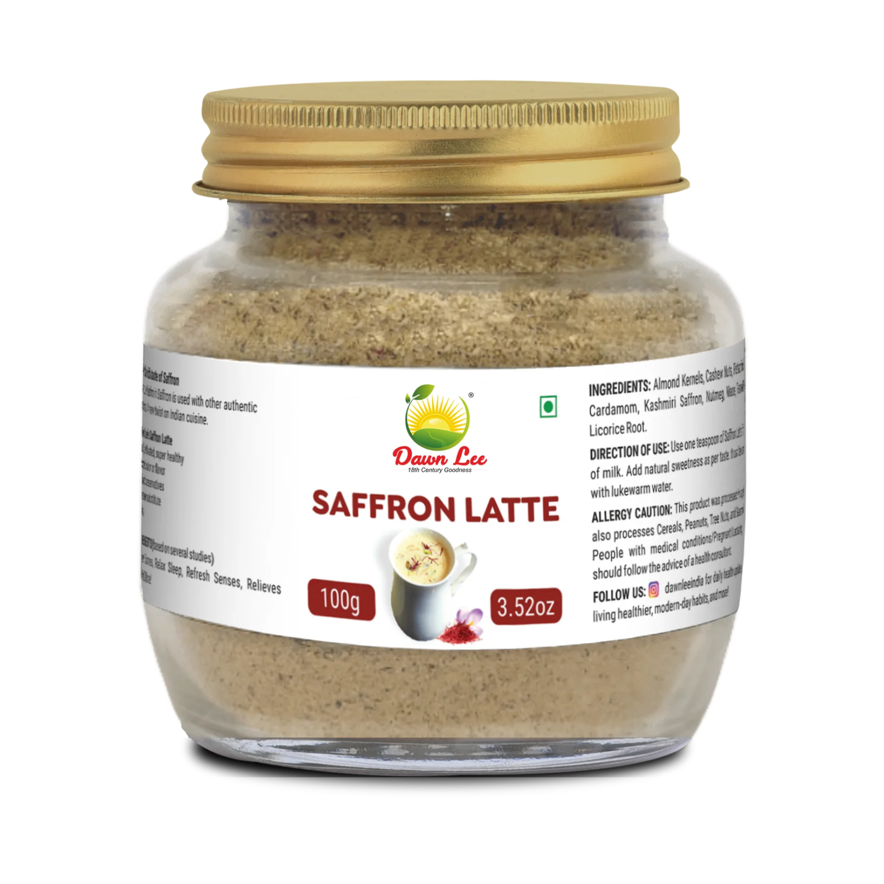 Saffron Latte | Caffeine Free And Calming - Luxurious Drink - No Added Preservatives – Dawn Lee – 100gm