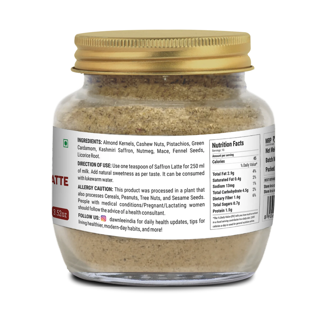 Saffron Latte | Caffeine Free And Calming - Luxurious Drink - No Added Preservatives – Dawn Lee – 100gm