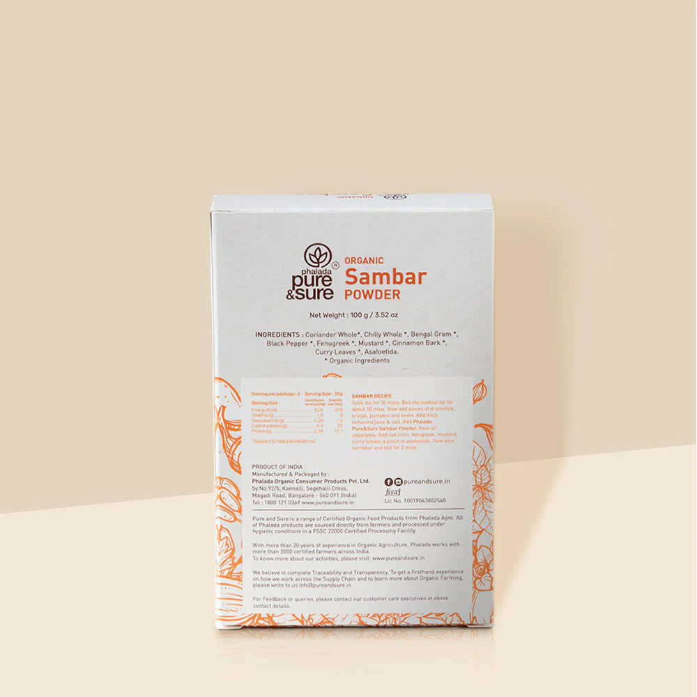 Sambar Powder - Organic - Indian - Pure and Sure - 100gm