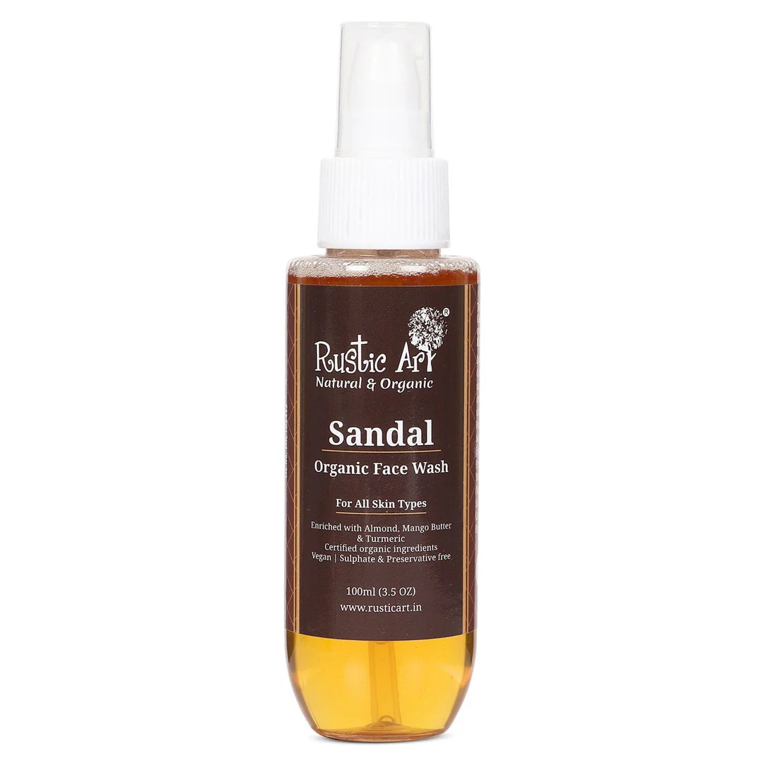 Face Wash | Organic Sandal Face Wash - For All Skin Types - Rustic Art - 100ml