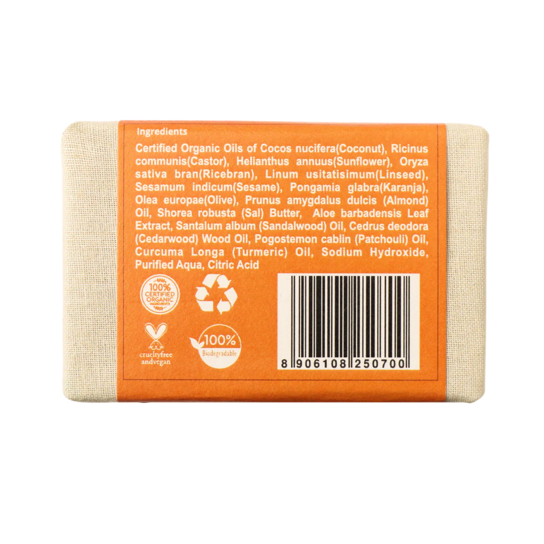 Soap | Sandal Soap - Enriched With Almond & Turmeric - Organic Oil Soap - Rustic Art - 100gm