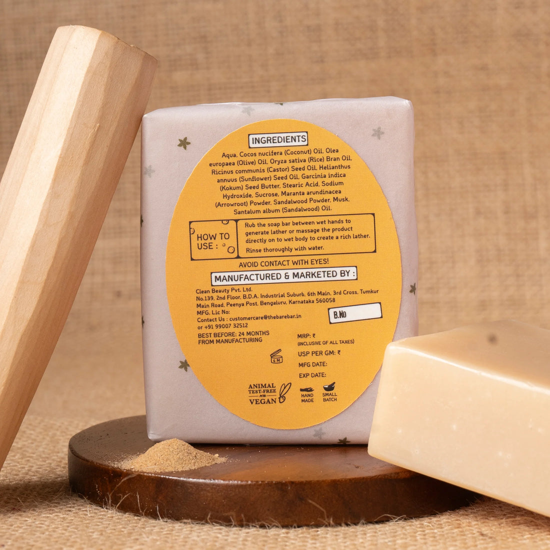 Soap | Sandalwood And Musk – Chemical Free – The Bare Bar – 100gm