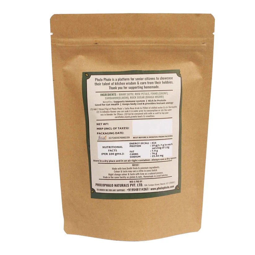Sattu Rose Drink | 100% Natural - High In Protein - Phulo Phalo - 250gm
