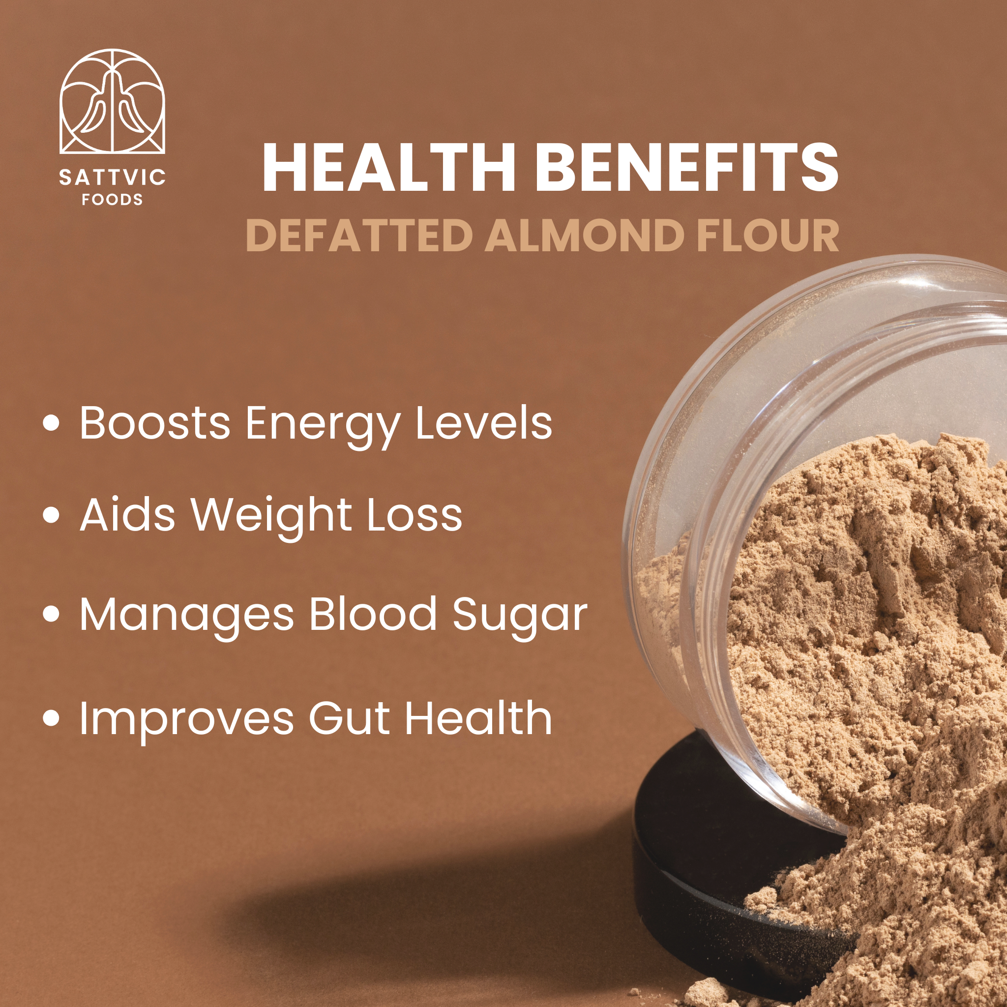 Almond Flour | Defatted Almond Flour - Unblanched - Gluten Free & Keto Friendly - Sattvic Food - 250gm