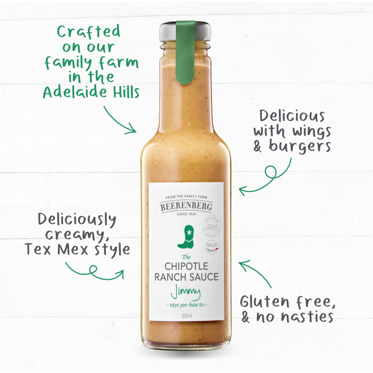 Sauce | Chipotle Ranch Sauce (Jimmy)-Gluten Free - No Preservatives & No Artificial Colours - Beerenberg - 300ml