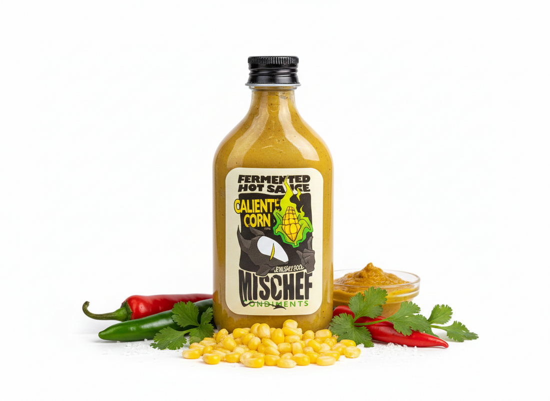 Sauce | Caliente Corn (Farmented Hot Sauce) -Gluten Free - No Preservatives & No Artificial Colours - Mischef - 180gm