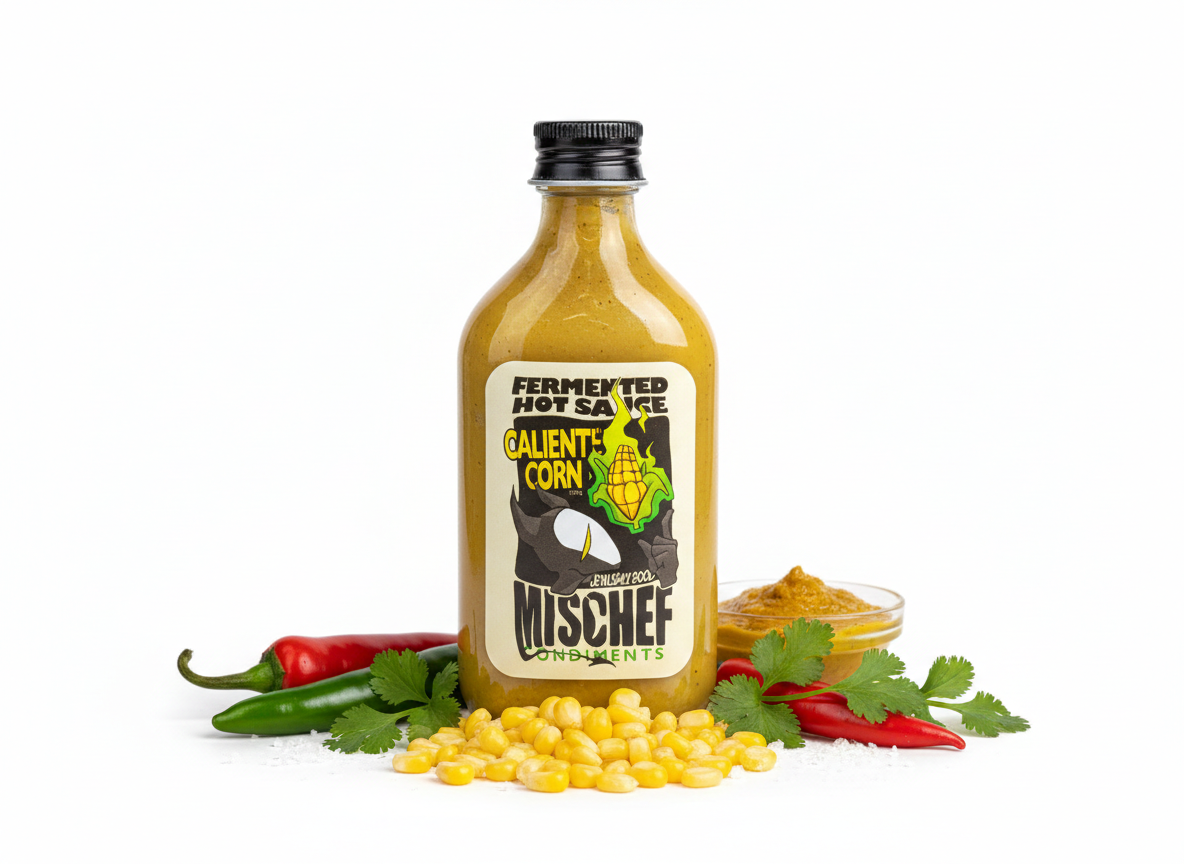 Sauce | Caliente Corn (Farmented Hot Sauce) -Gluten Free - No Preservatives & No Artificial Colours - Mischef - 180gm