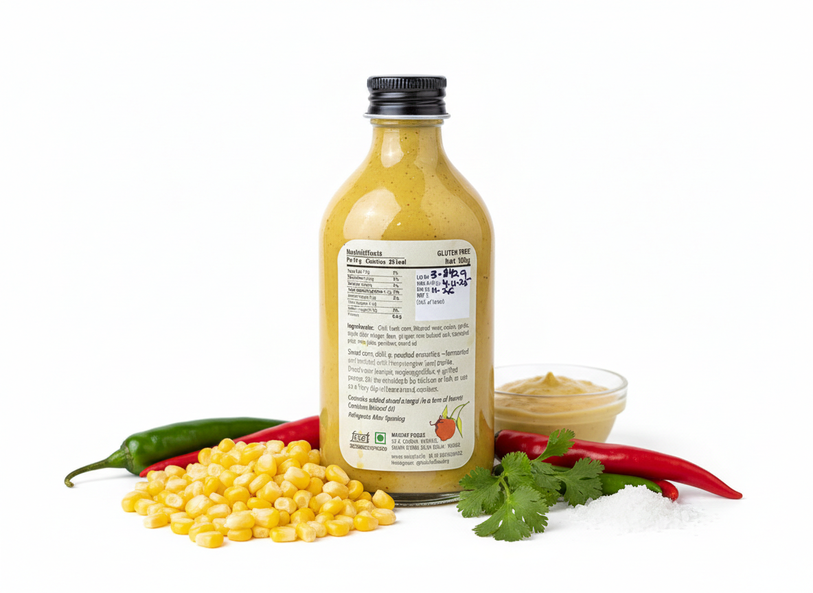 Sauce | Caliente Corn (Farmented Hot Sauce) -Gluten Free - No Preservatives & No Artificial Colours - Mischef - 180gm