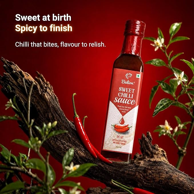 Sauce | Sweet Chilli Sauce( Made from Coconut Flower Nectar) – Gluten Free & Soy Free, No Added Sugar – Balion – 250ml