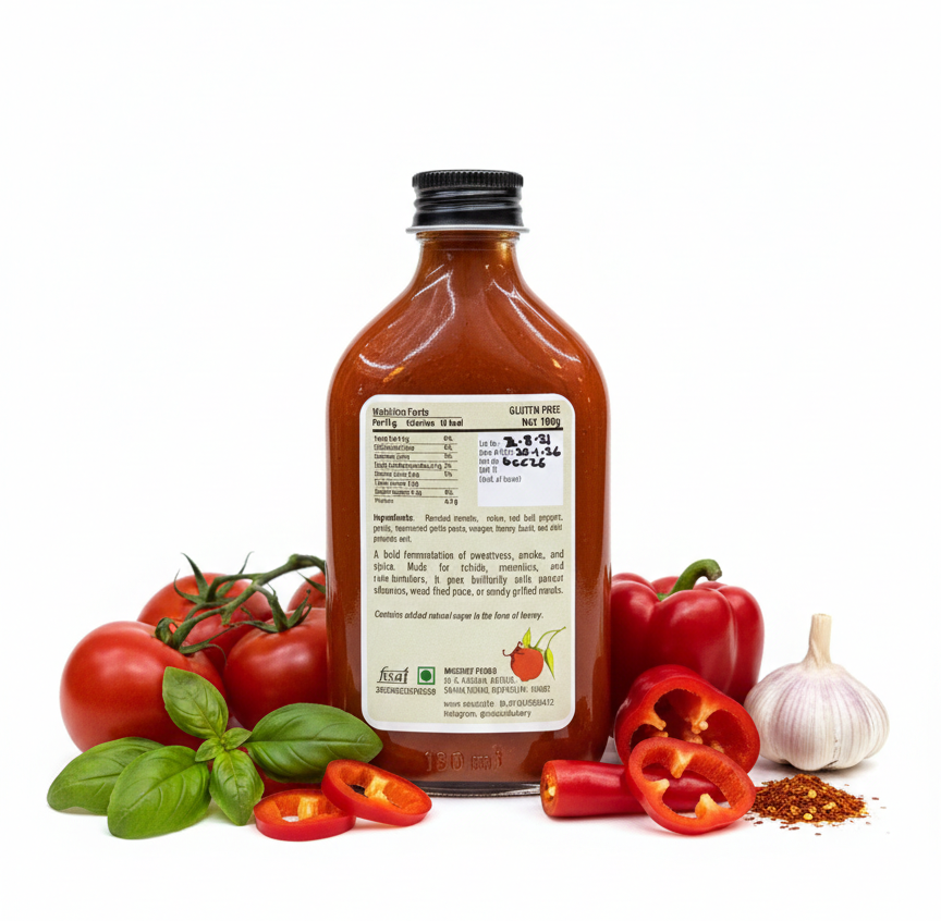 Sauce | Tomato Tango (Farmented Hot Sauce) -Gluten Free - No Preservatives & No Artificial Colours - Mischef - 180gm