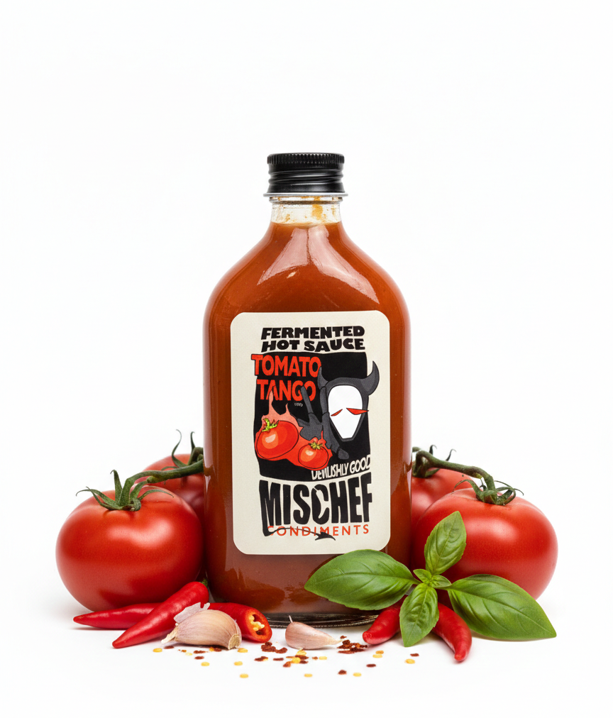Sauce | Tomato Tango (Farmented Hot Sauce) -Gluten Free - No Preservatives & No Artificial Colours - Mischef - 180gm